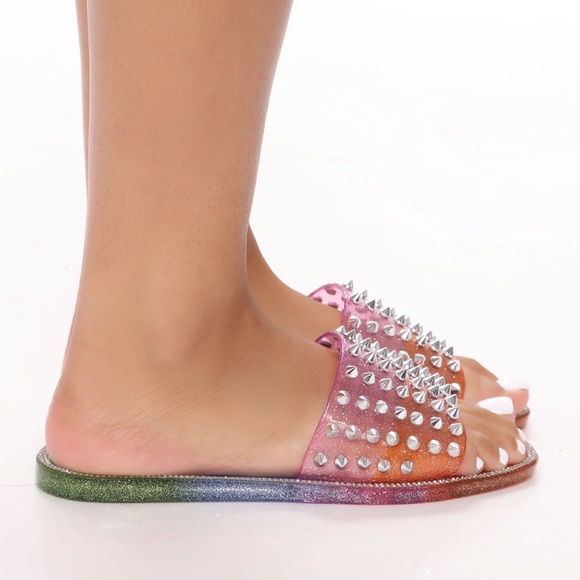 Rainbow Spiked Slides - Picture 3 of 5